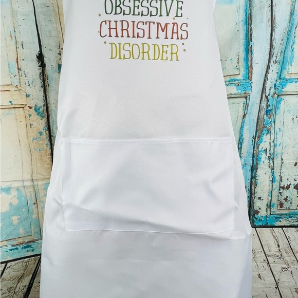 OCD Obsessive Christmas Disorder White Bib Apron Unisex New - Picture 4 of 6